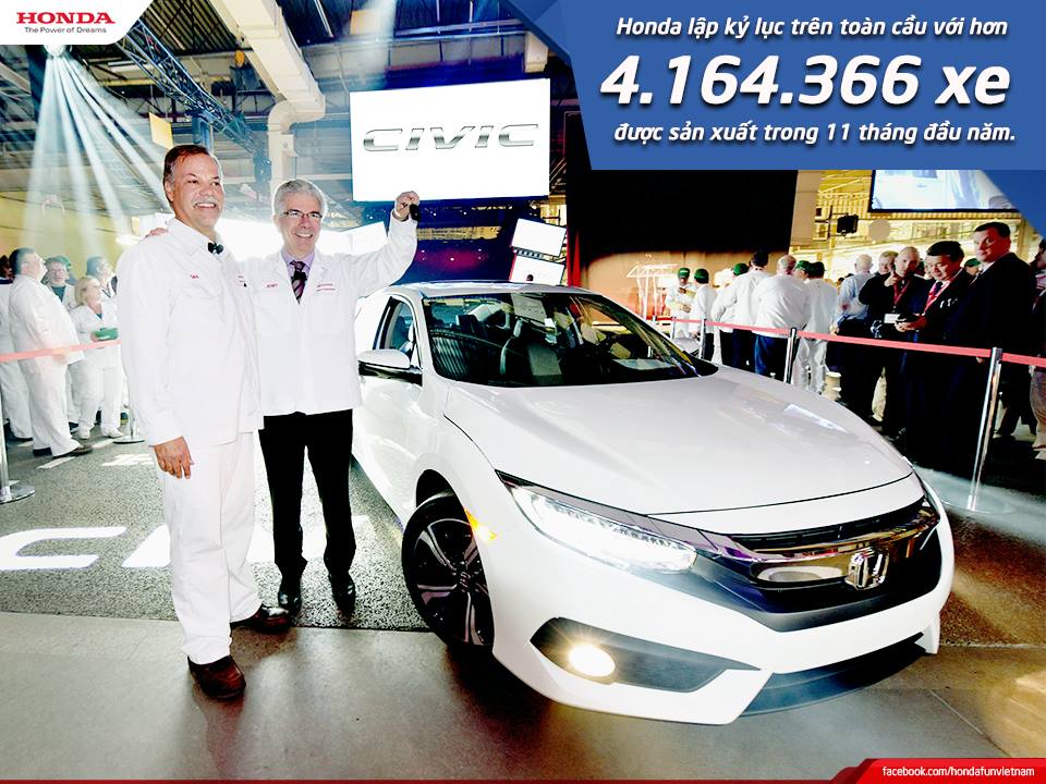 Honda lập kỷ lục trên toàn cầu với hơn 4 triệu xe